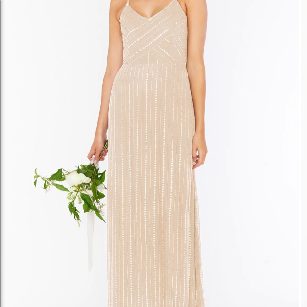 Show Me Your MuMu Champagne Beaded Gala Gown